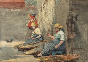 Pescatrici che avvolgono attrezzi da Winslow Homer